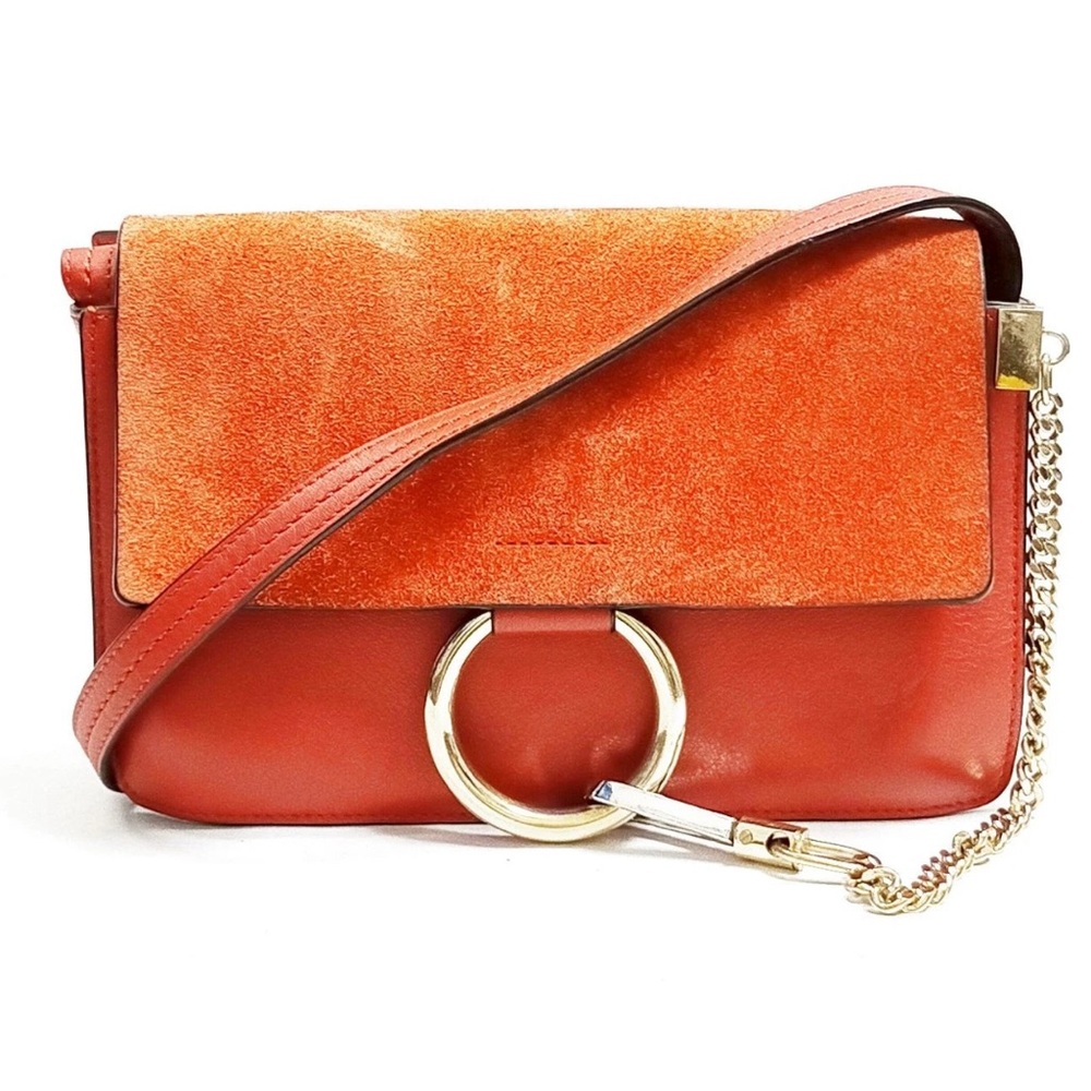 Authentic Chloe Faye Suede & Leather Shoulder Crossbody Bag   Orange 🍊